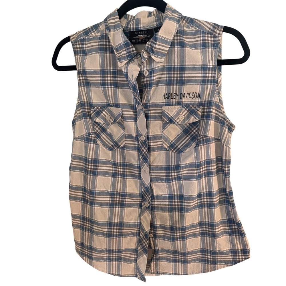 Harley Davidson Short Sleeve Plaid Women's Size Med. Button Up Shirt